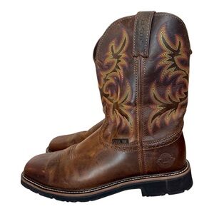 Justin Boots Men's Brown Embroidered Steel Toe Western Boots